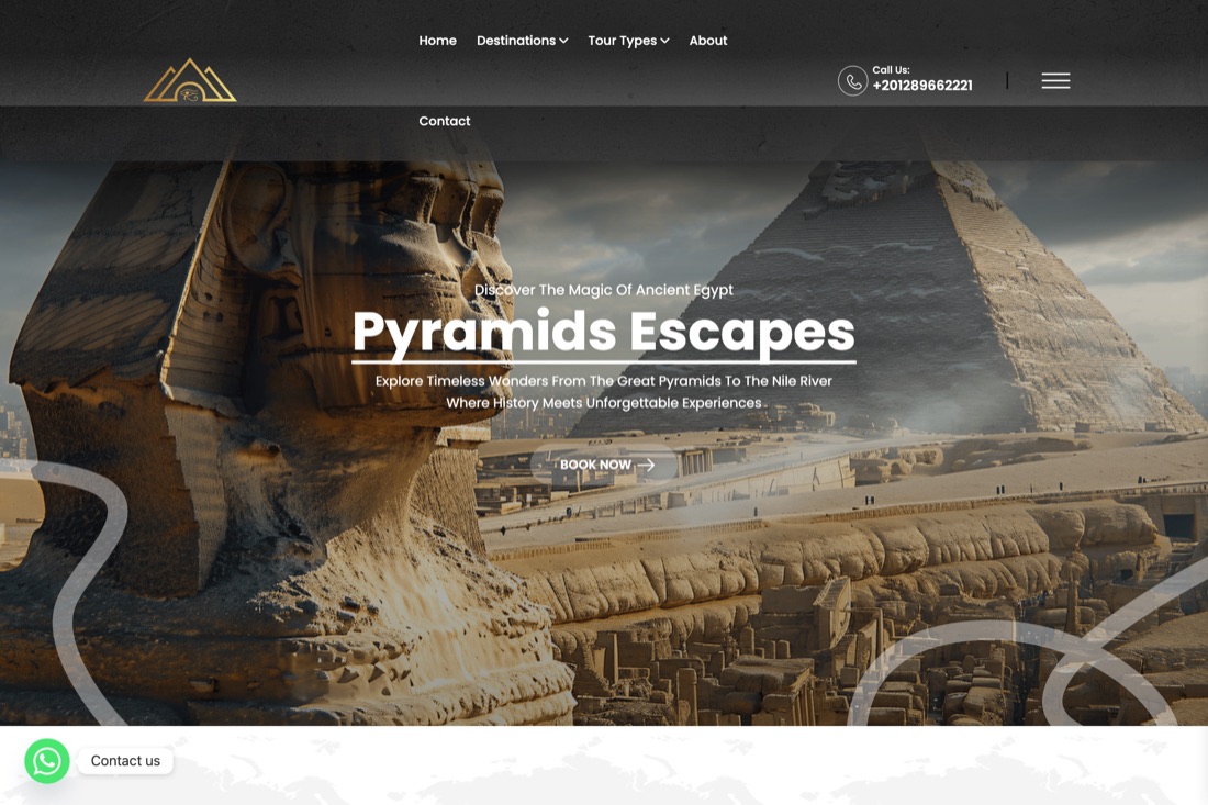 Screenshot of the Pyramid Escapes website