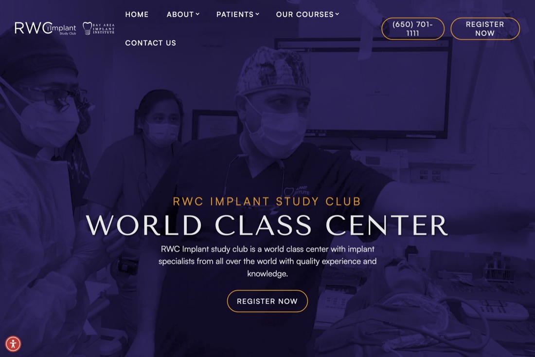 Screenshot of the RWC Implant Study Club website